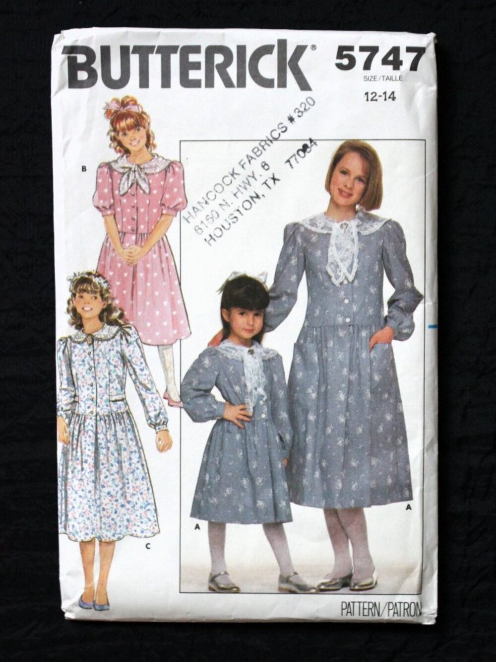 Butterick 5747 Girls Children Dress VTG 1987 Sewing Pattern Cottagecore Prairie